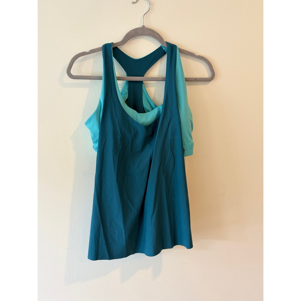 Athleta Ultimate 2-in-1 Support Top Teal Blue Racerback Tank Bra XL 531149